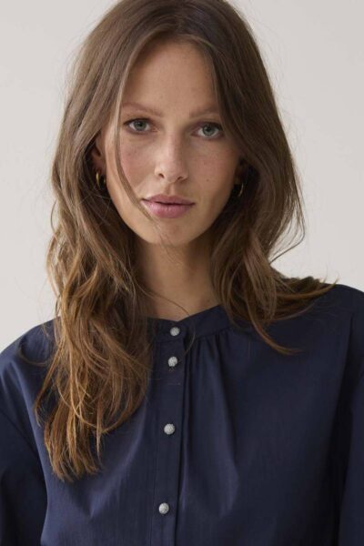 Blouse cotton stretch midnight blue Summum