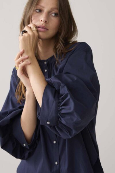 Blouse cotton stretch midnight blue Summum
