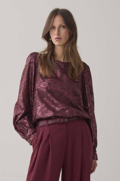 Top shiny jaquard merlot Summum Woman