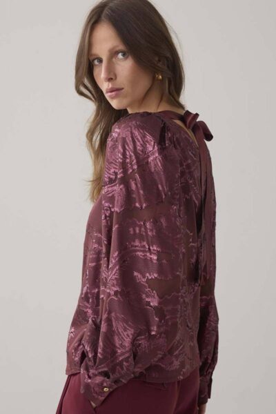Top shiny jaquard merlot Summum Woman