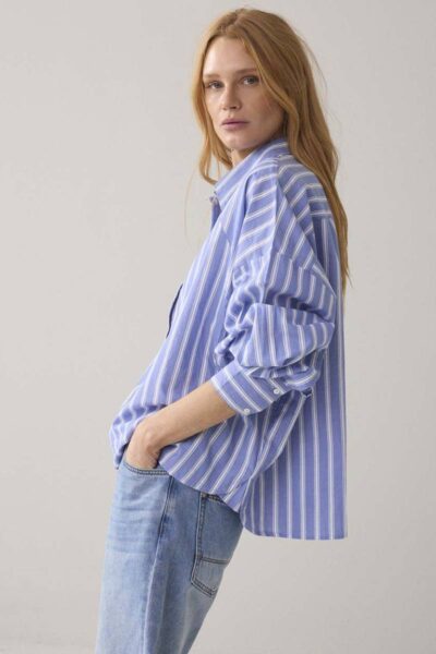 Blouse shirt stripe soft blue Summum
