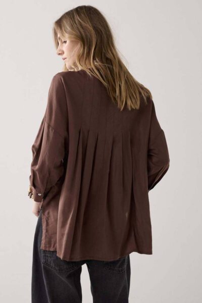 Blouse viscose cotton coffee Summum