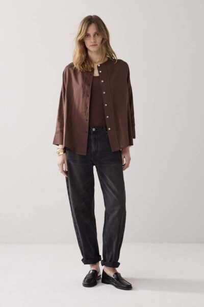 Blouse viscose cotton coffee Summum