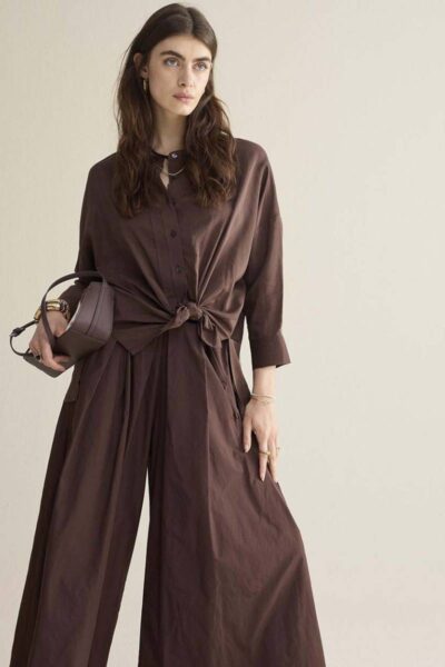 Blouse viscose cotton coffee Summum