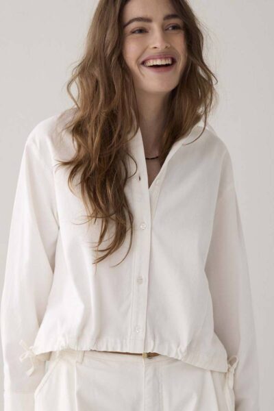 Blouse denim light white cotton twill Summum