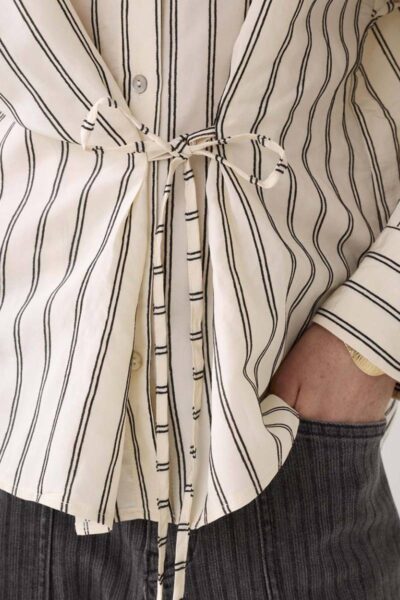 Blouse chenille stripe ivory black Summum