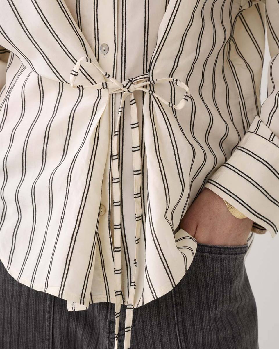 Blouse chenille stripe ivory black Summum - Afbeelding 5