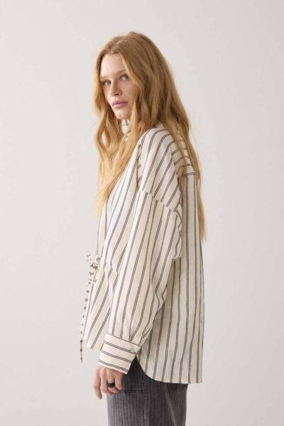 Blouse chenille stripe ivory black Summum