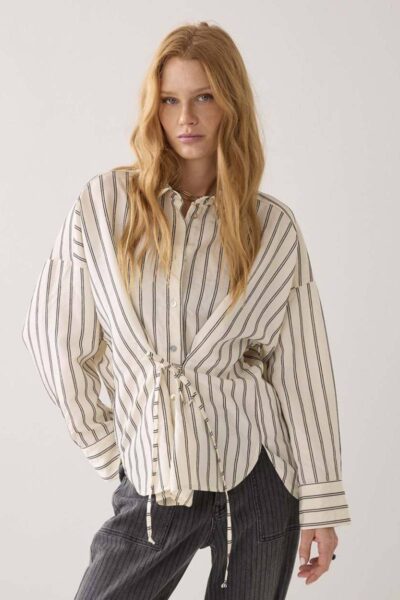 Blouse chenille stripe ivory black Summum