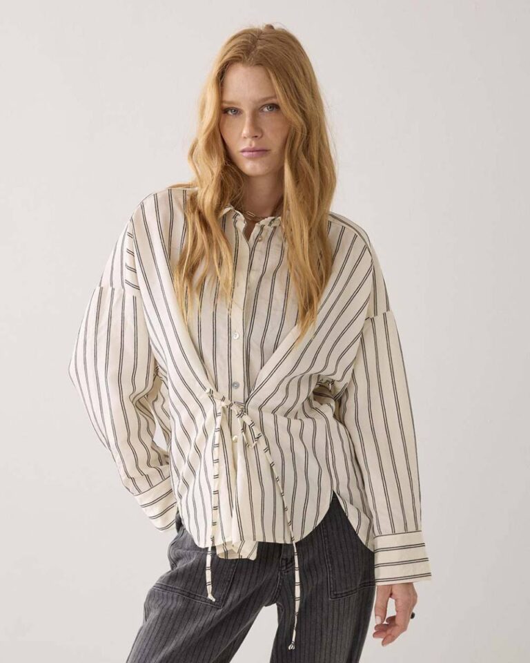 Blouse chenille stripe ivory black Summum