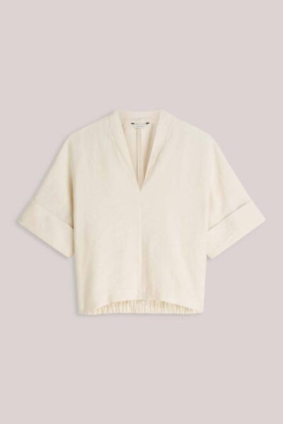 Top short sleeves modal linen blend ivory Summum