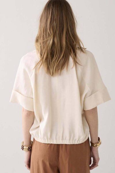 Top short sleeves modal linen blend ivory Summum