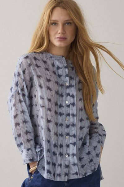 Blouse tie dye stripe soft blue Summum