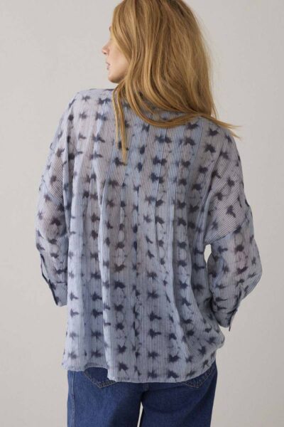 Blouse tie dye stripe soft blue Summum