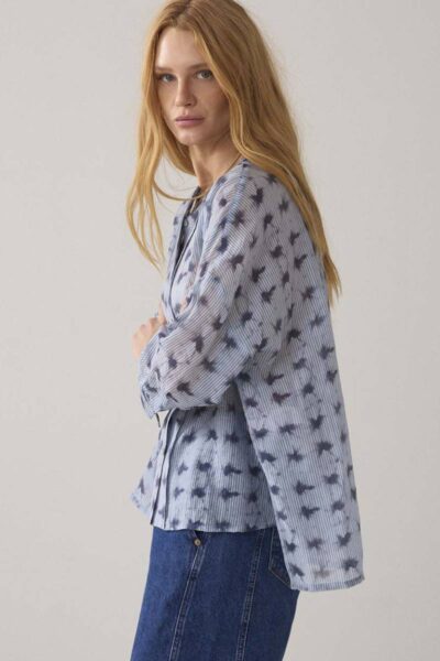 Blouse tie dye stripe soft blue Summum