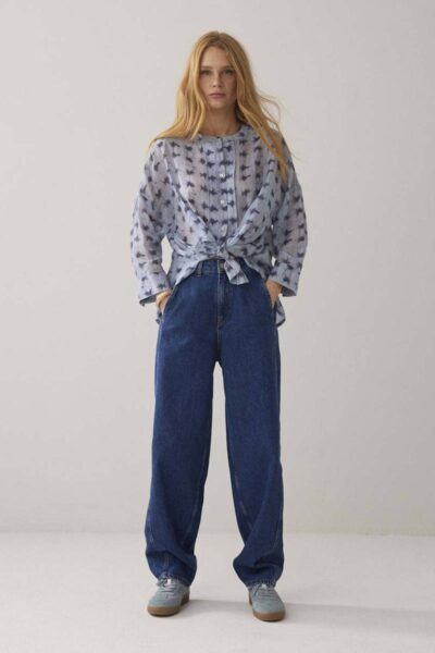 Blouse tie dye stripe soft blue Summum