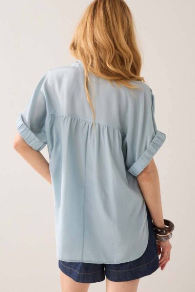 Blouse short sleeves viscose glacier blue Summum