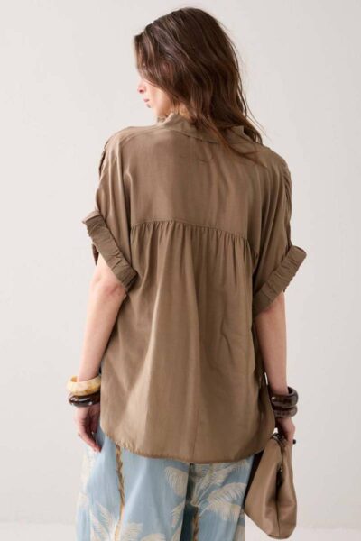 Blouse short sleeves viscose dark clay Summum