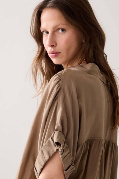 Blouse short sleeves viscose dark clay Summum