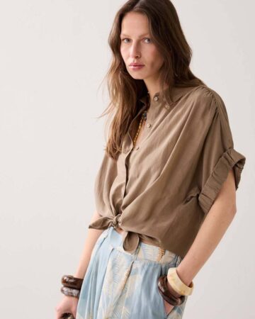 Blouse short sleeves viscose dark clay Summum