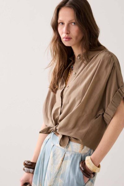 Blouse short sleeves viscose dark clay Summum