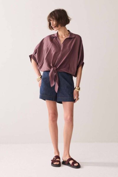 Blouse batsleeves viscose deep fig Summum