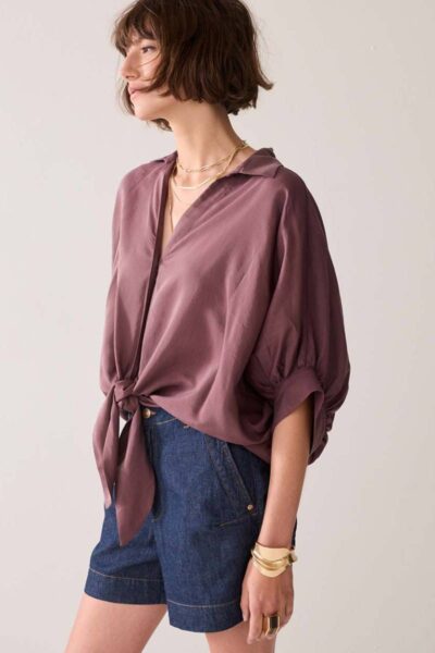 Blouse batsleeves viscose deep fig Summum