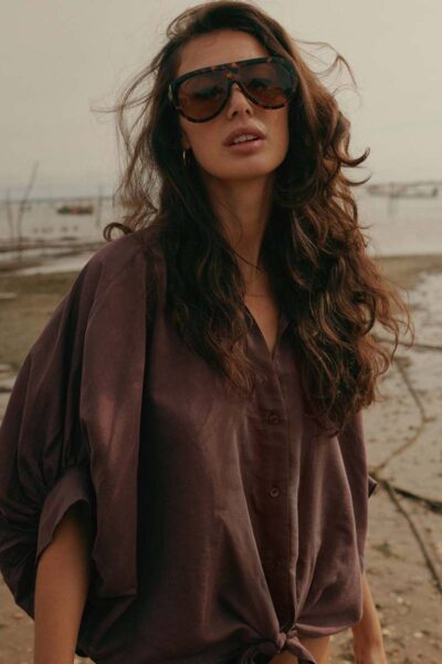 Blouse batsleeves viscose deep fig Summum