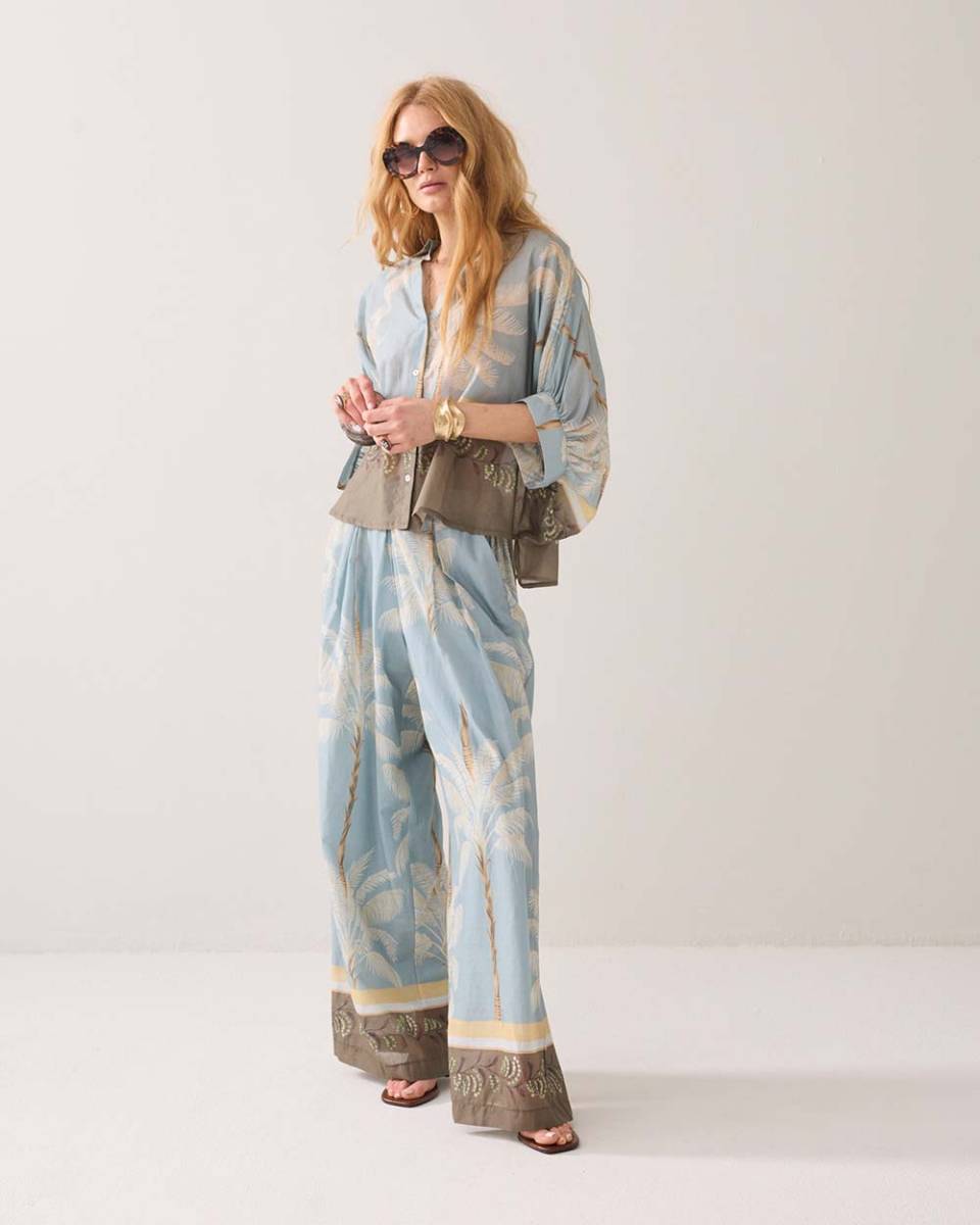 Blouse palmtree glacier blue Summum - Afbeelding 3