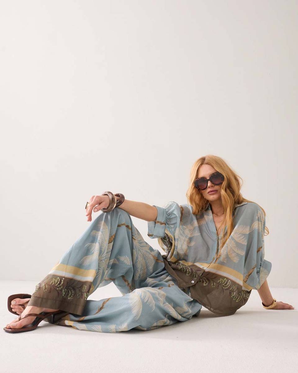 Blouse palmtree glacier blue Summum - Afbeelding 5