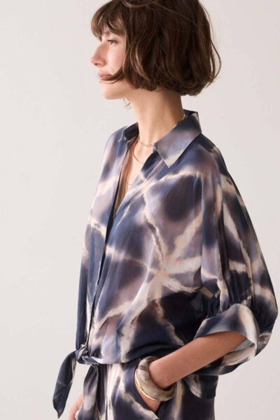 Blouse tie dye cotton blue noir Summum