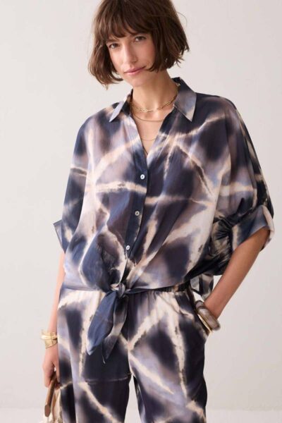 Blouse tie dye cotton blue noir Summum