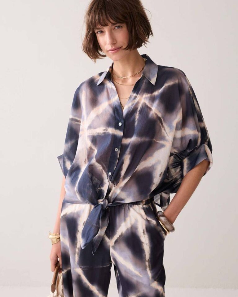 Blouse tie dye cotton blue noir Summum