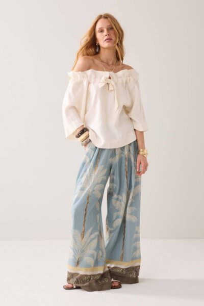 Top modal linen blend off white Summum