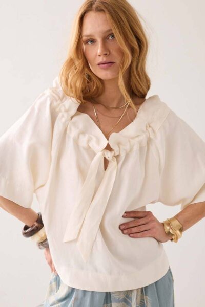 Top modal linen blend off white Summum