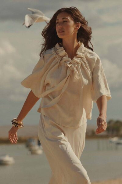 Top modal linen blend off white Summum
