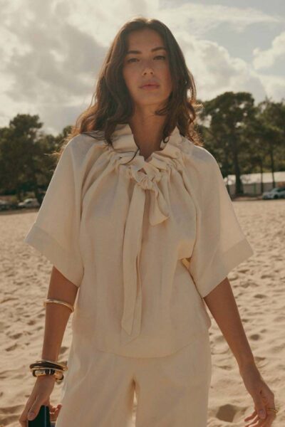 Top modal linen blend off white Summum