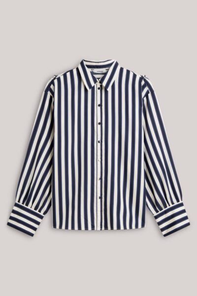 Blouse stripe satin midnight blue Summum