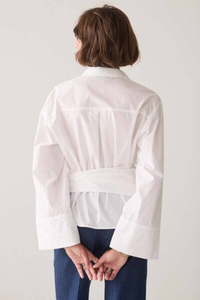 Wrap blouse crispy poplin white Summum