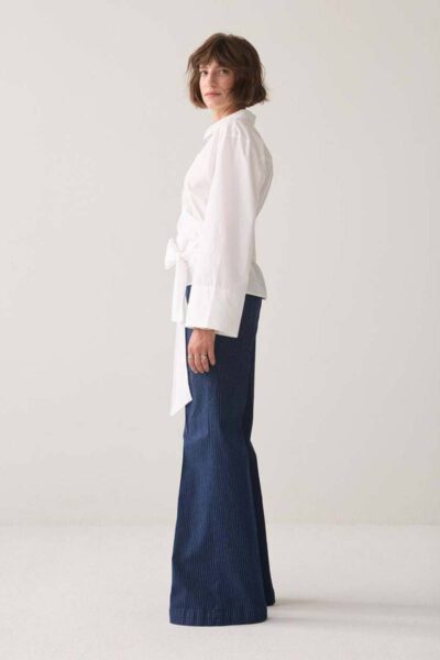 Wrap blouse crispy poplin white Summum