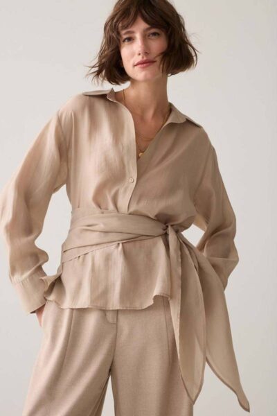 Top wrap lyocell blend light taupe Summum