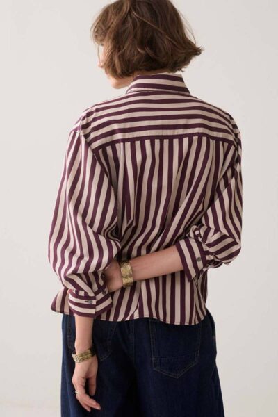 Blouse two tone stripe dark burgundy Summum
