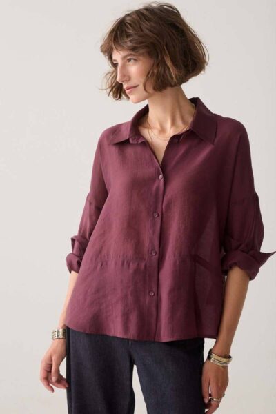 Blouse lyocell blend dark burgundy Summum