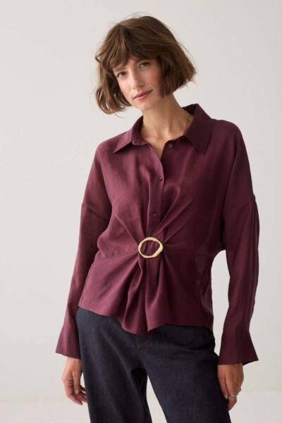 Blouse lyocell blend dark burgundy Summum