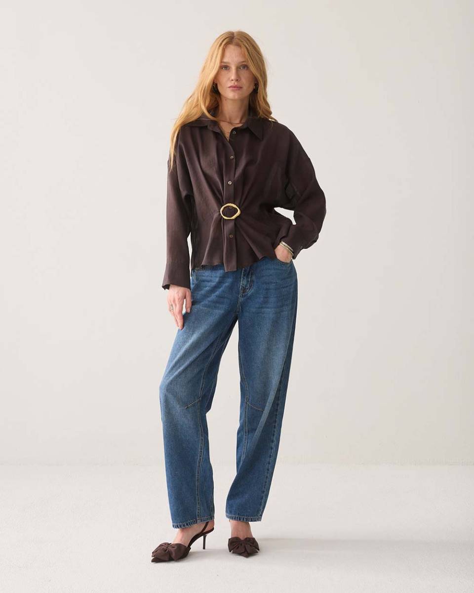 Blouse lyocell blend dark chocolate Summum - Afbeelding 7