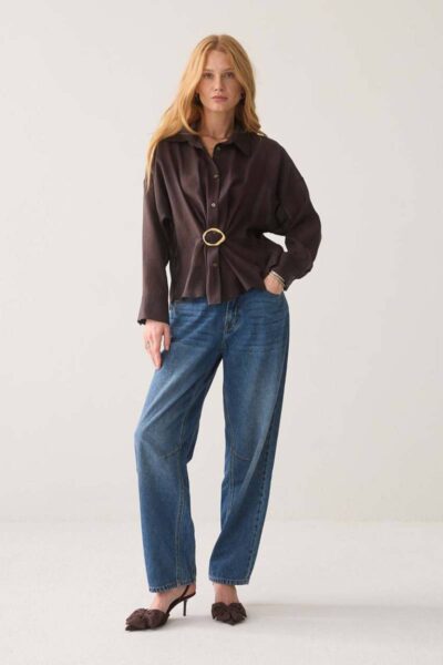 Blouse lyocell blend dark chocolate Summum