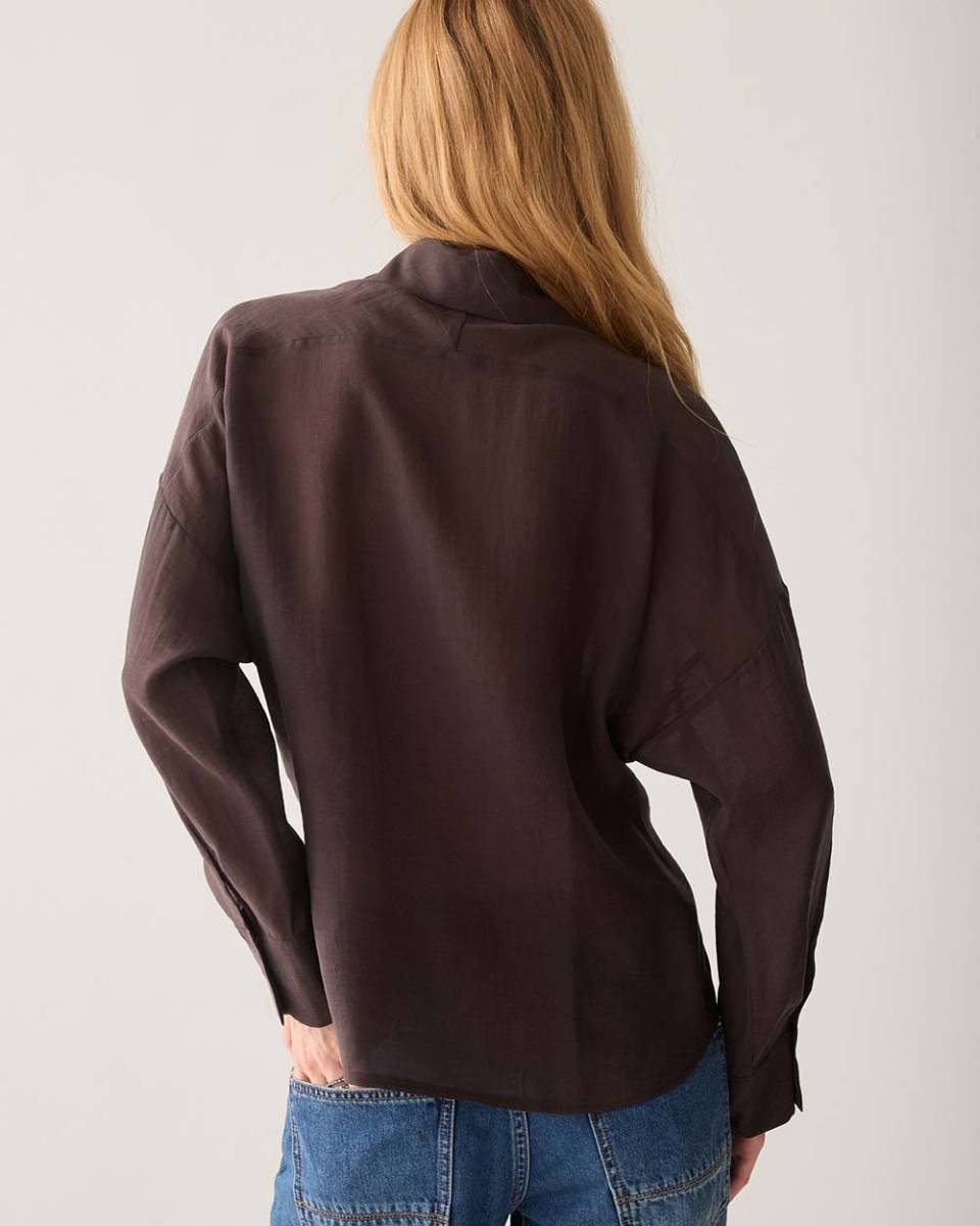 Blouse lyocell blend dark chocolate Summum - Afbeelding 6