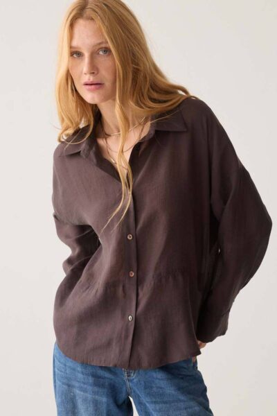 Blouse lyocell blend dark chocolate Summum