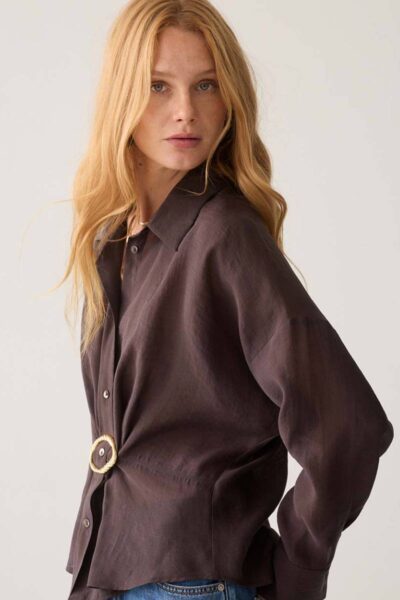 Blouse lyocell blend dark chocolate Summum