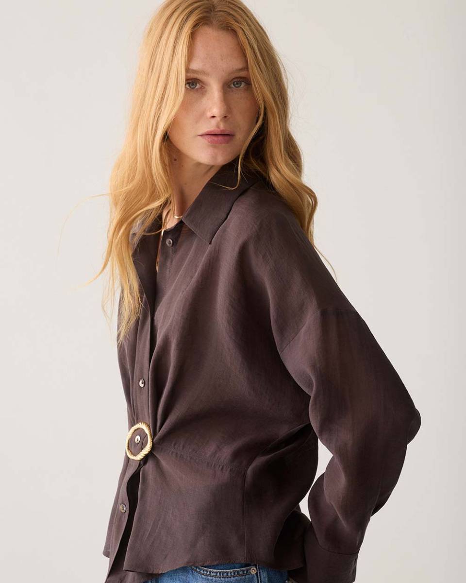Blouse lyocell blend dark chocolate Summum - Afbeelding 2